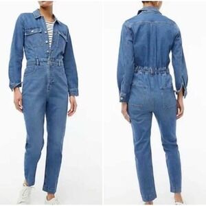 J Crew Womens Coveralls Jumpsuit Size 4‎ Blue Utility Boilersuit Selvedge Denim